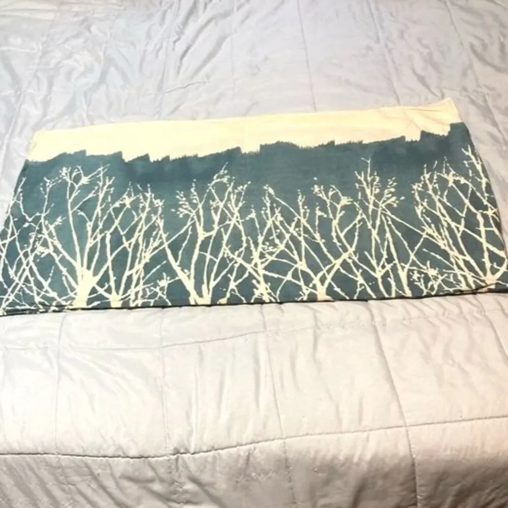 West Elm Forest Abstract Teal White Cream Pillowcase Sham King